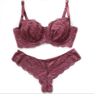 NWOT Lace demi bra and thong set
